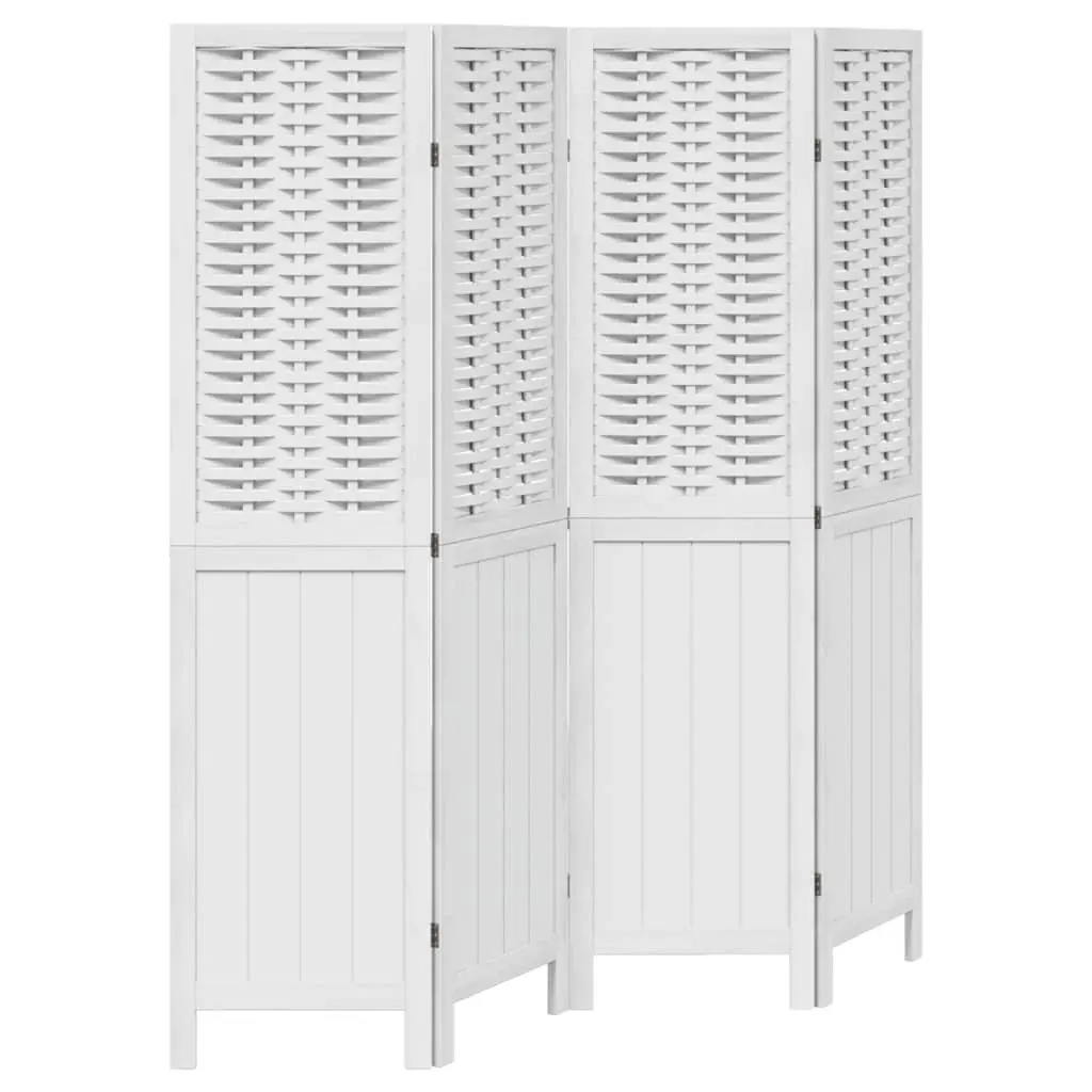 4-Panel White Folding Screen Room Divider