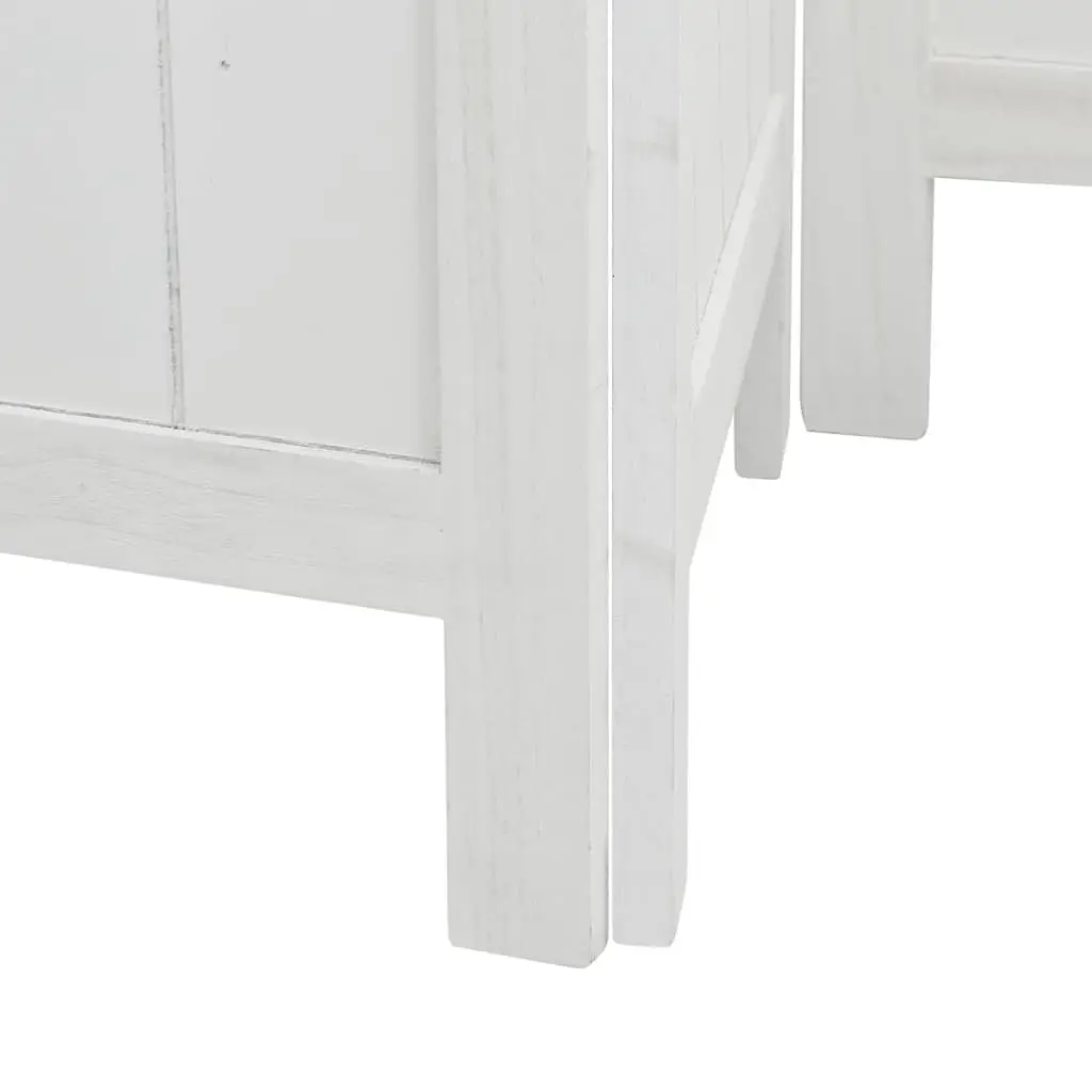 4-Panel White Folding Screen Room Divider