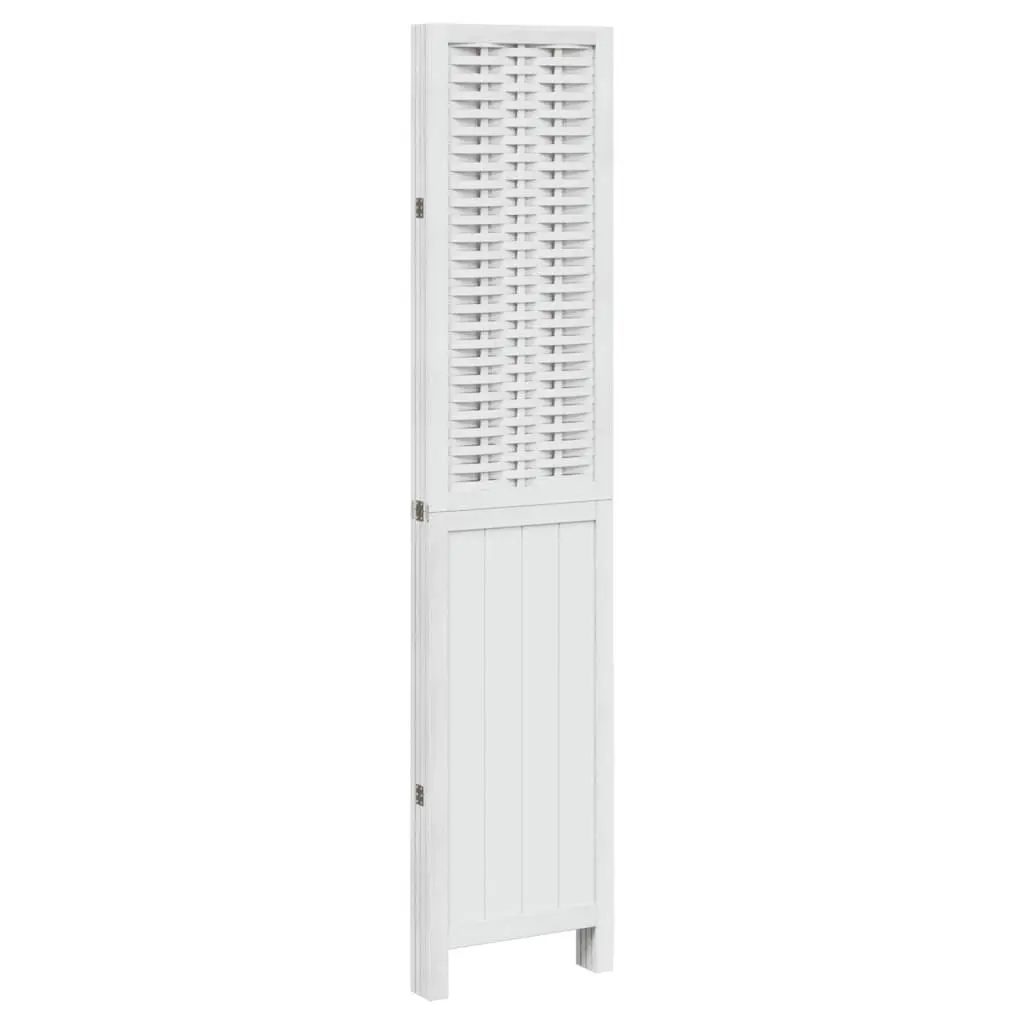 Room Divider Bamboo Engineered Wood 4 Panels White Folding Privacy Screen