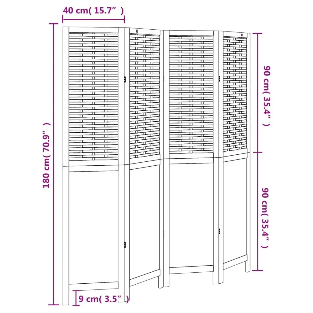 Room Divider Bamboo Engineered Wood 4 Panels White Folding Privacy Screen