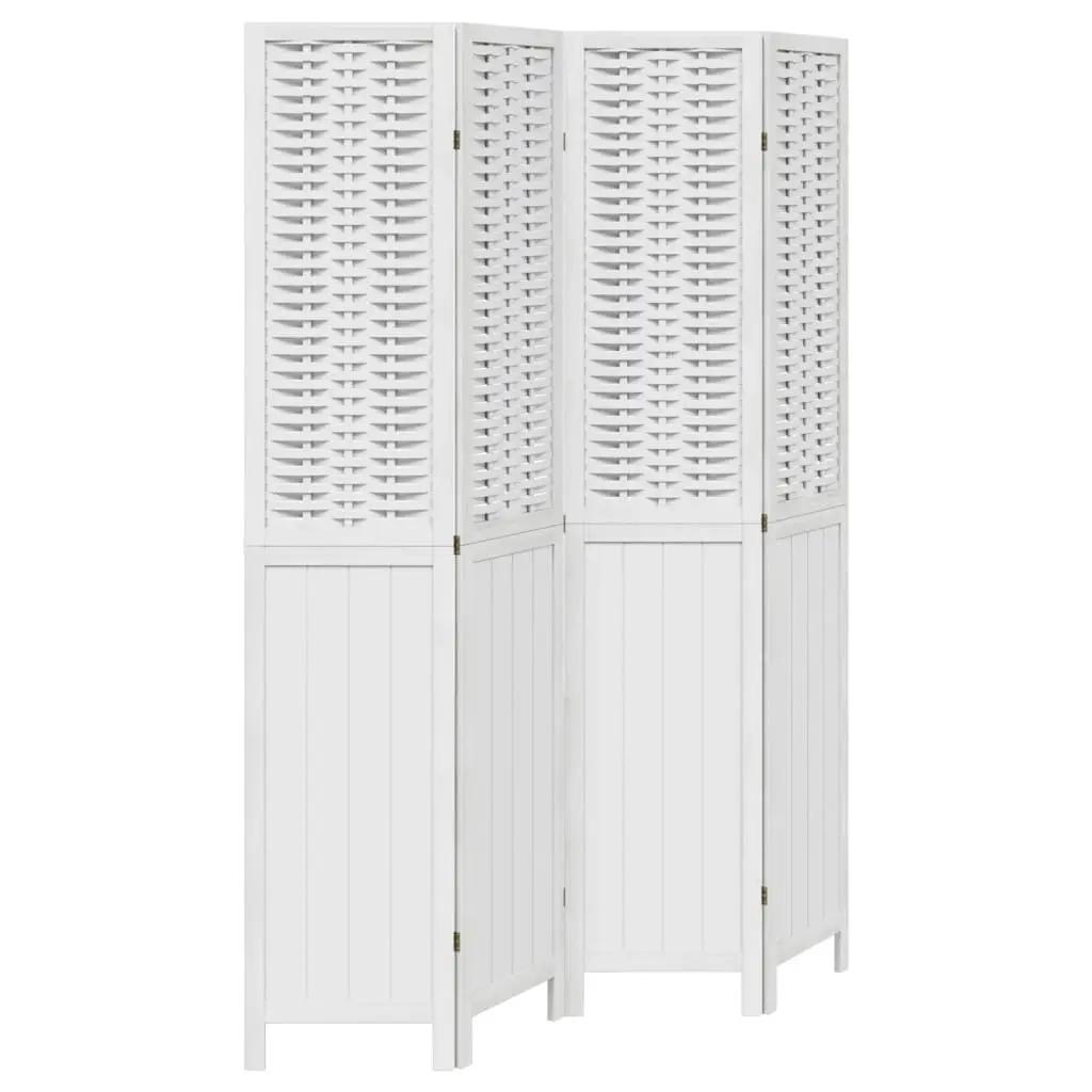 4-Panel White Room Divider with Metal Hinges