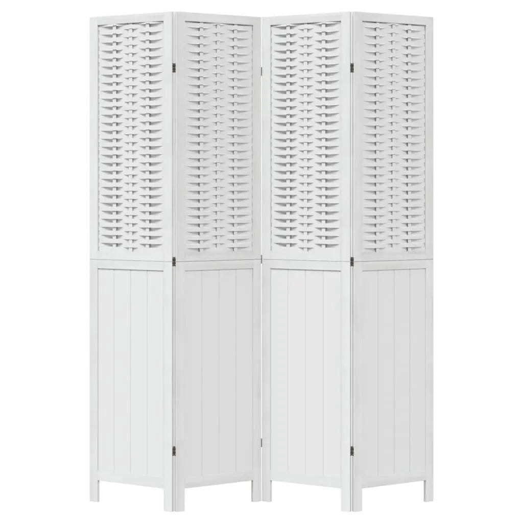 4-Panel White Room Divider with Metal Hinges