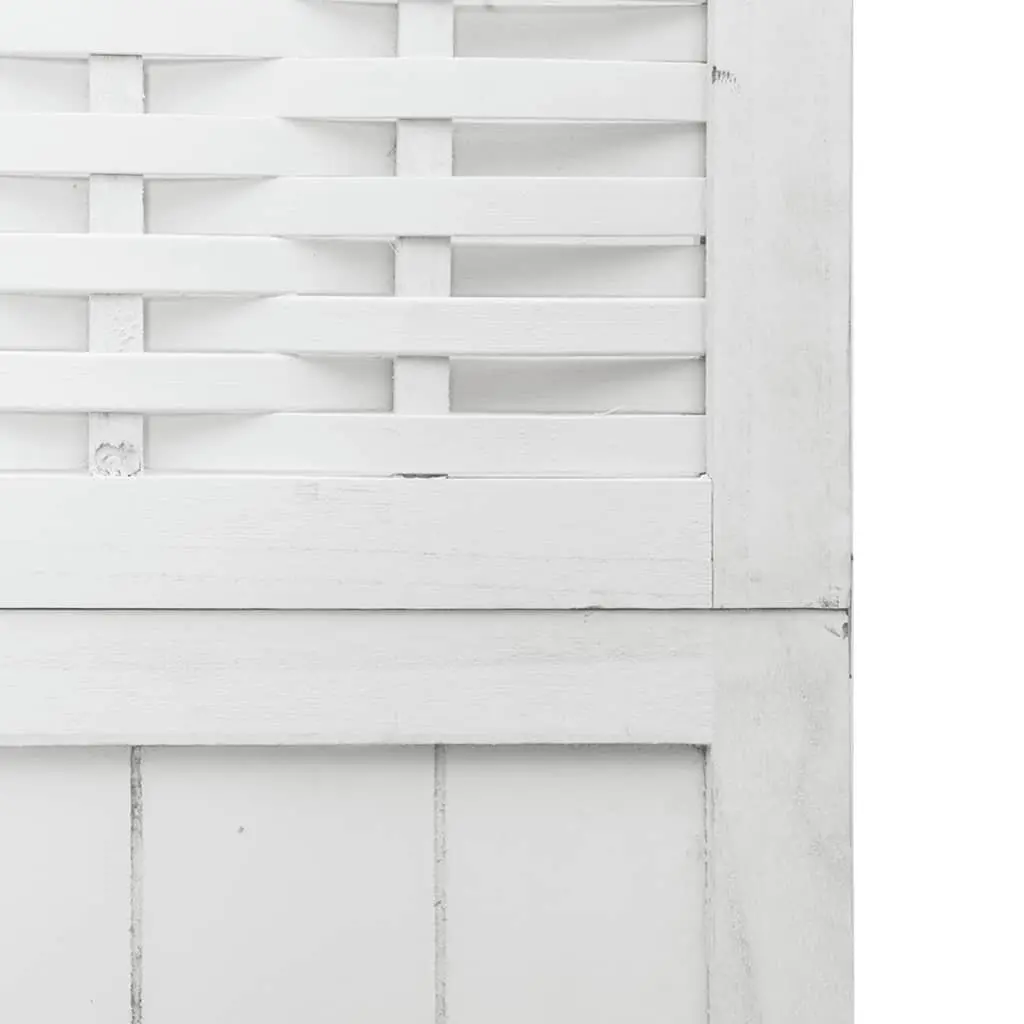 4-Panel White Room Divider with Metal Hinges
