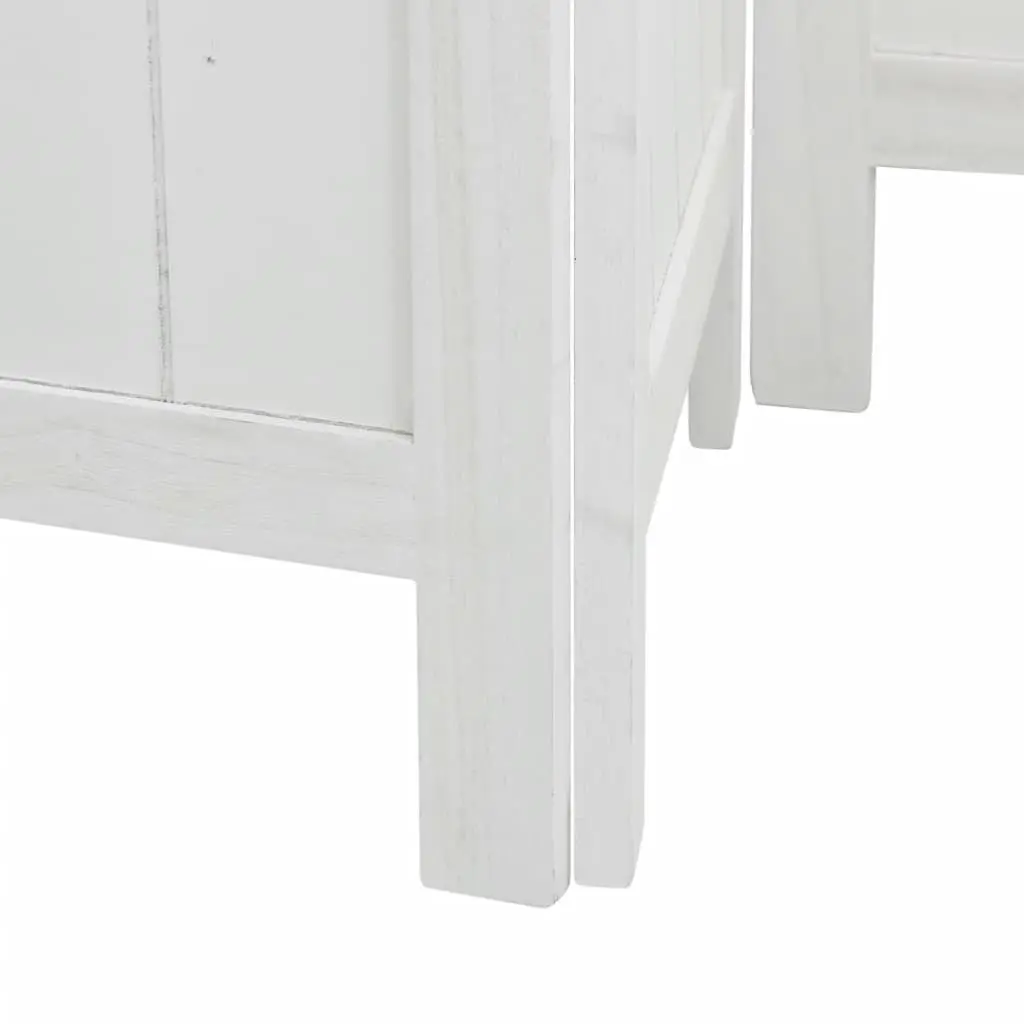 4-Panel White Room Divider with Metal Hinges
