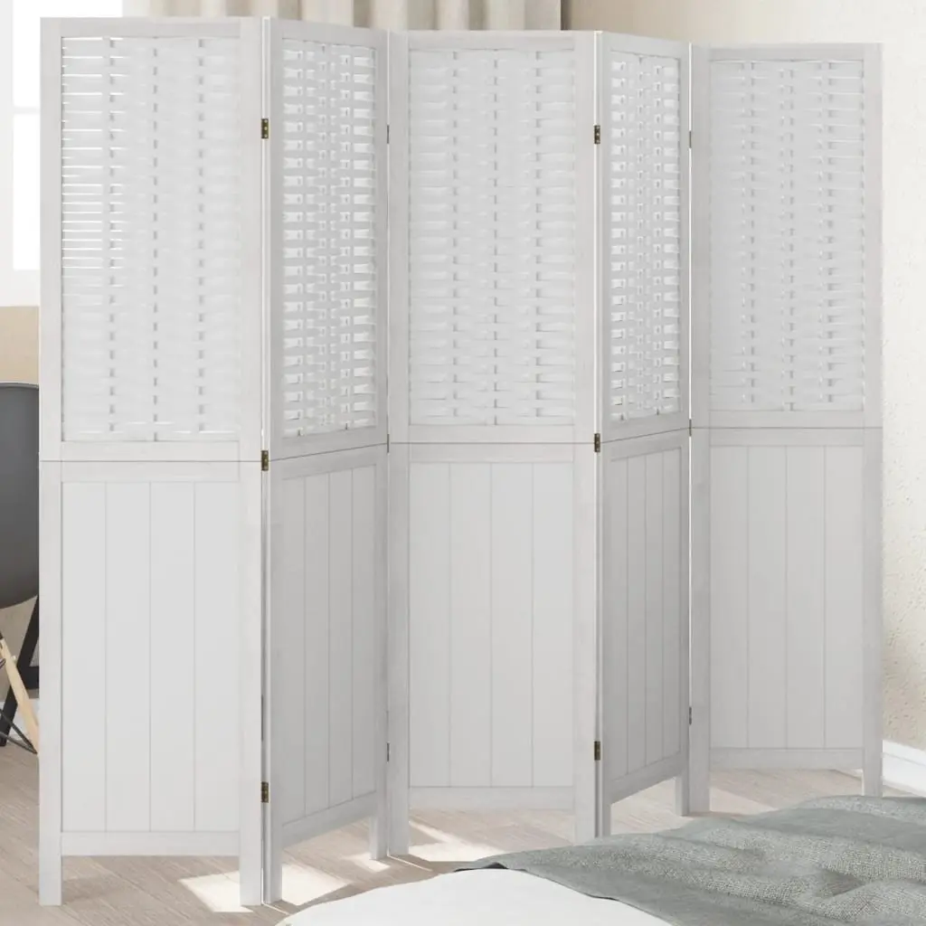 5-Panel White Folding Room Divider with Durable Frame