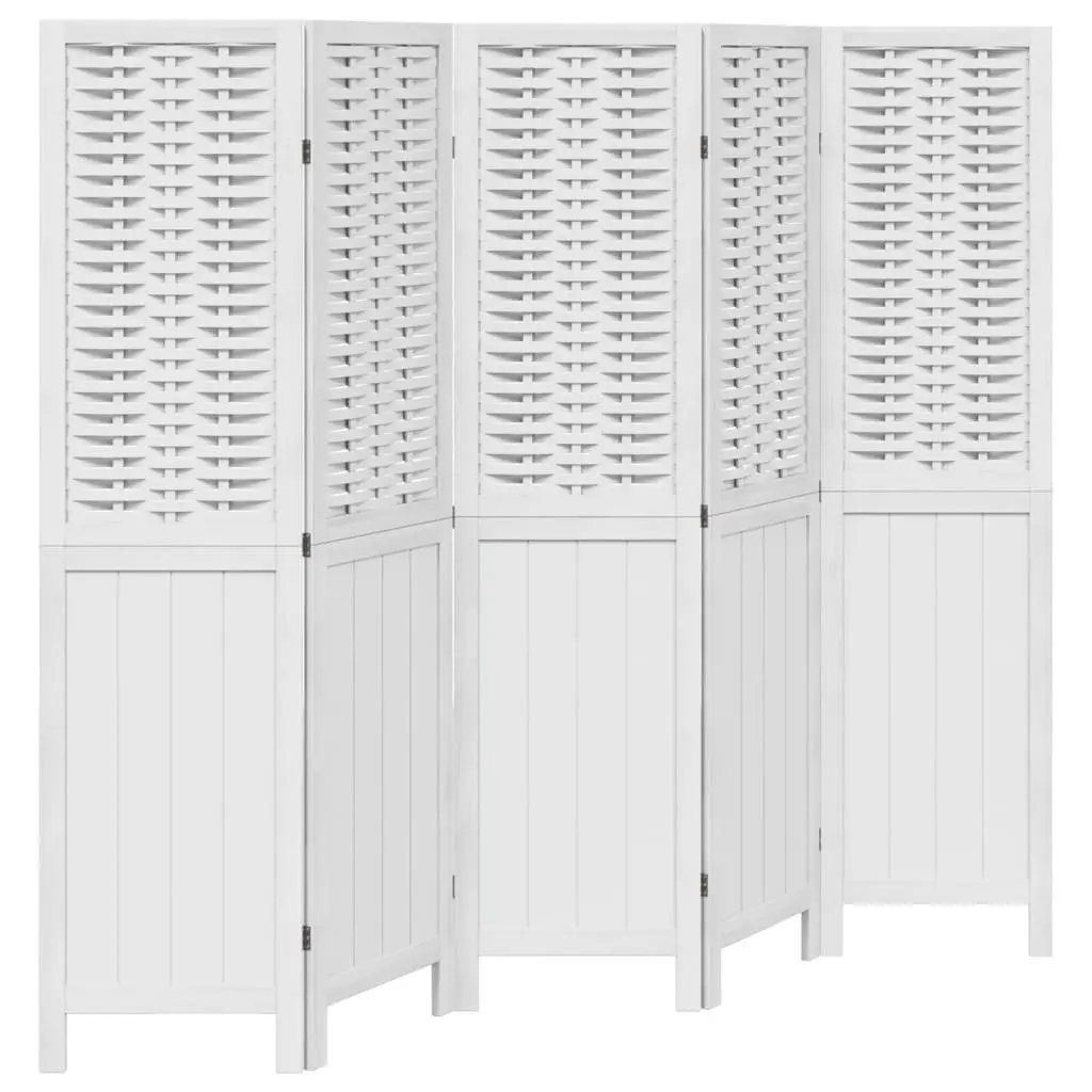 5-Panel White Folding Room Divider with Durable Frame