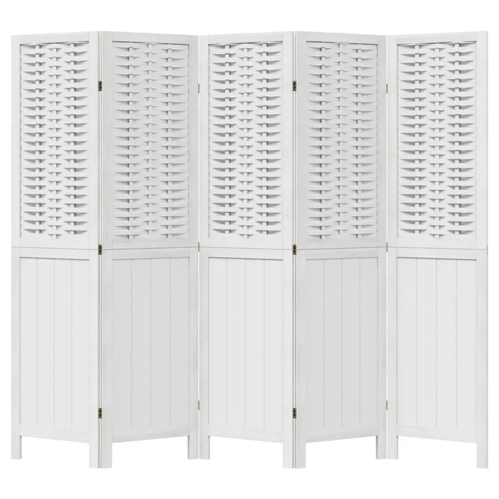 5-Panel White Folding Room Divider with Durable Frame