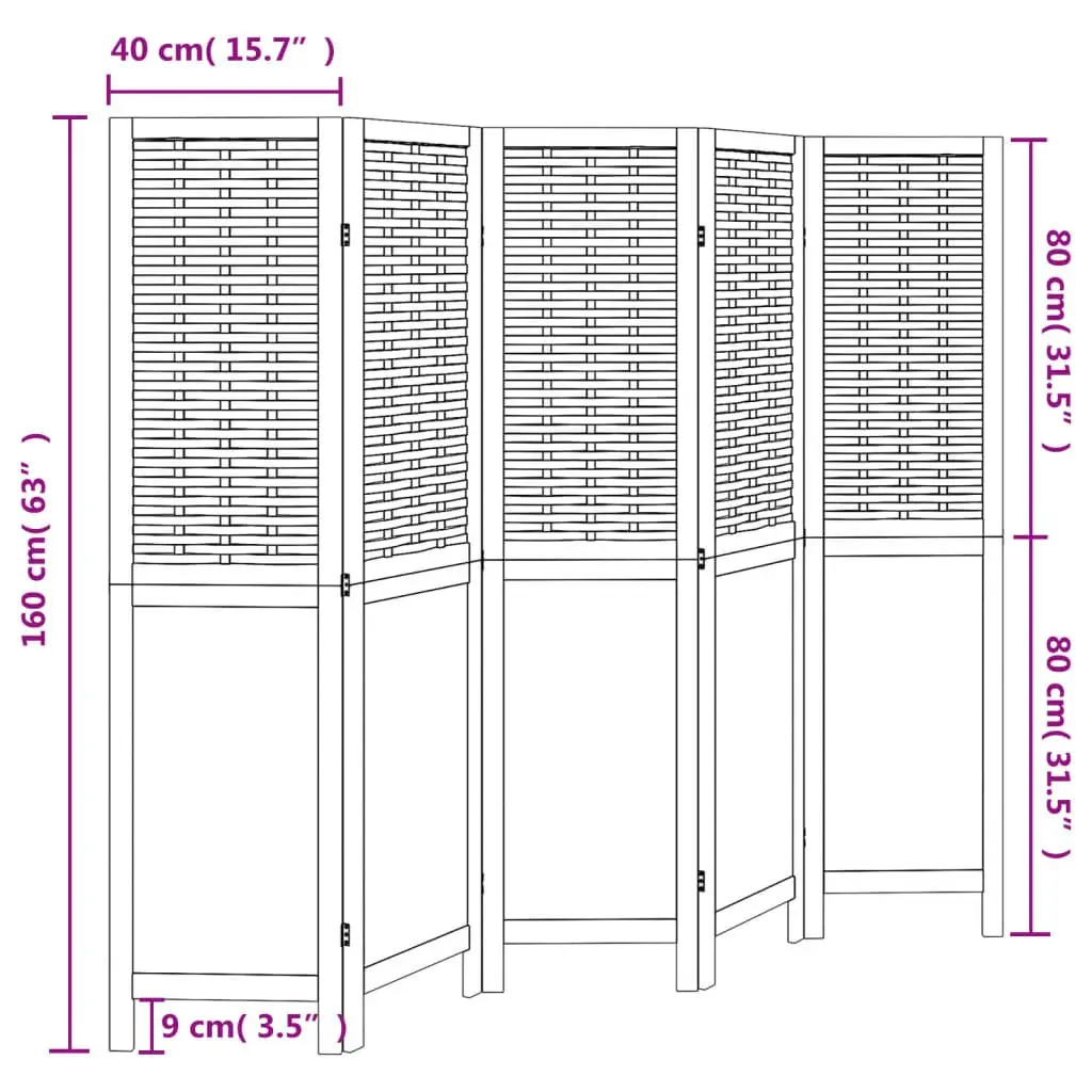 5-Panel White Folding Room Divider with Durable Frame