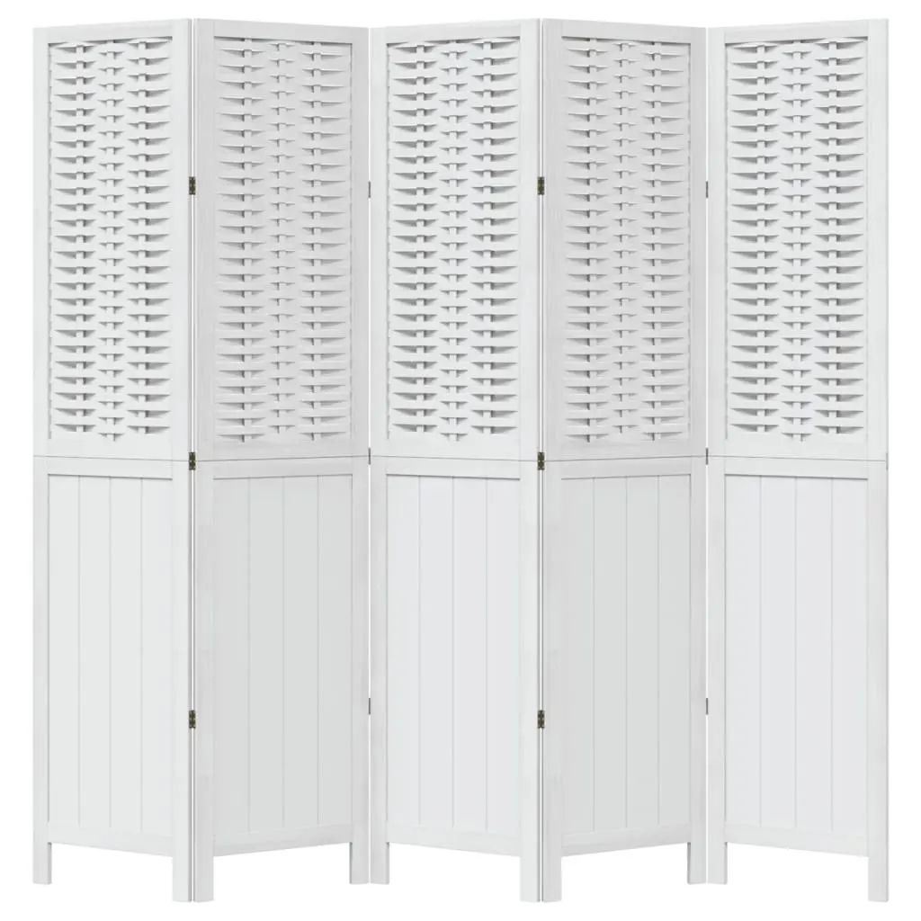 5-Panel White Folding Room Divider with Durable Frame