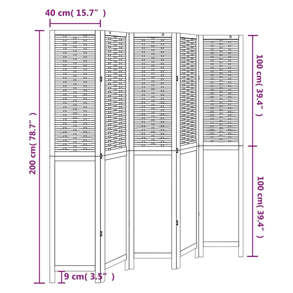 5-Panel White Folding Room Divider with Durable Frame