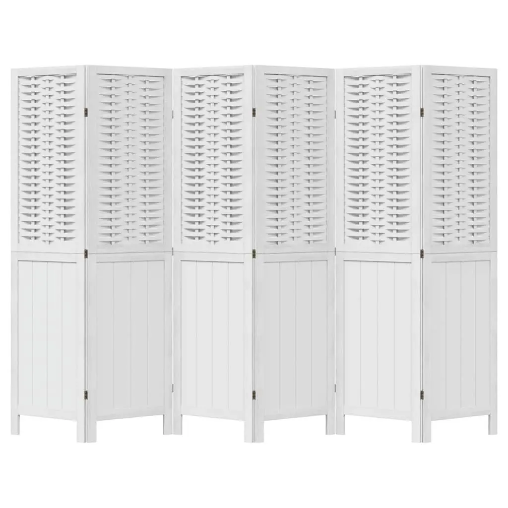 Room Divider Bamboo Wood 6 Panels White Folding Privacy Screen Indoor Partition