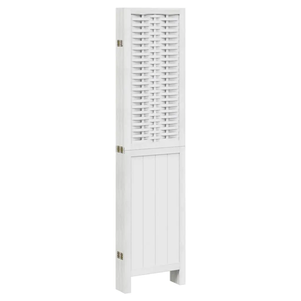 Room Divider Bamboo Wood 6 Panels White Folding Privacy Screen Indoor Partition
