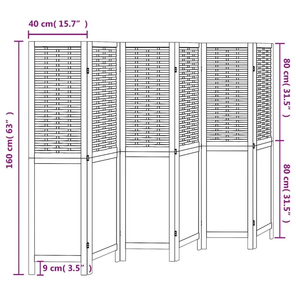 Room Divider Bamboo Wood 6 Panels White Folding Privacy Screen Indoor Partition