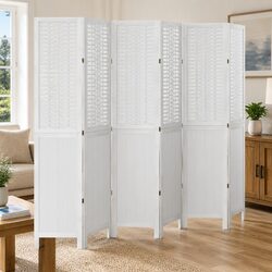 Elegant 6-Panel White Folding Room Divider for Indoor Use