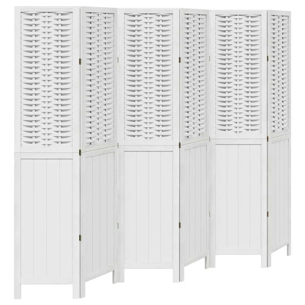 6-Panel White Folding Room Divider for Indoor Use