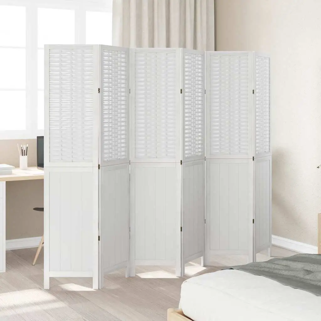 6-Panel White Folding Room Divider for Indoor Use