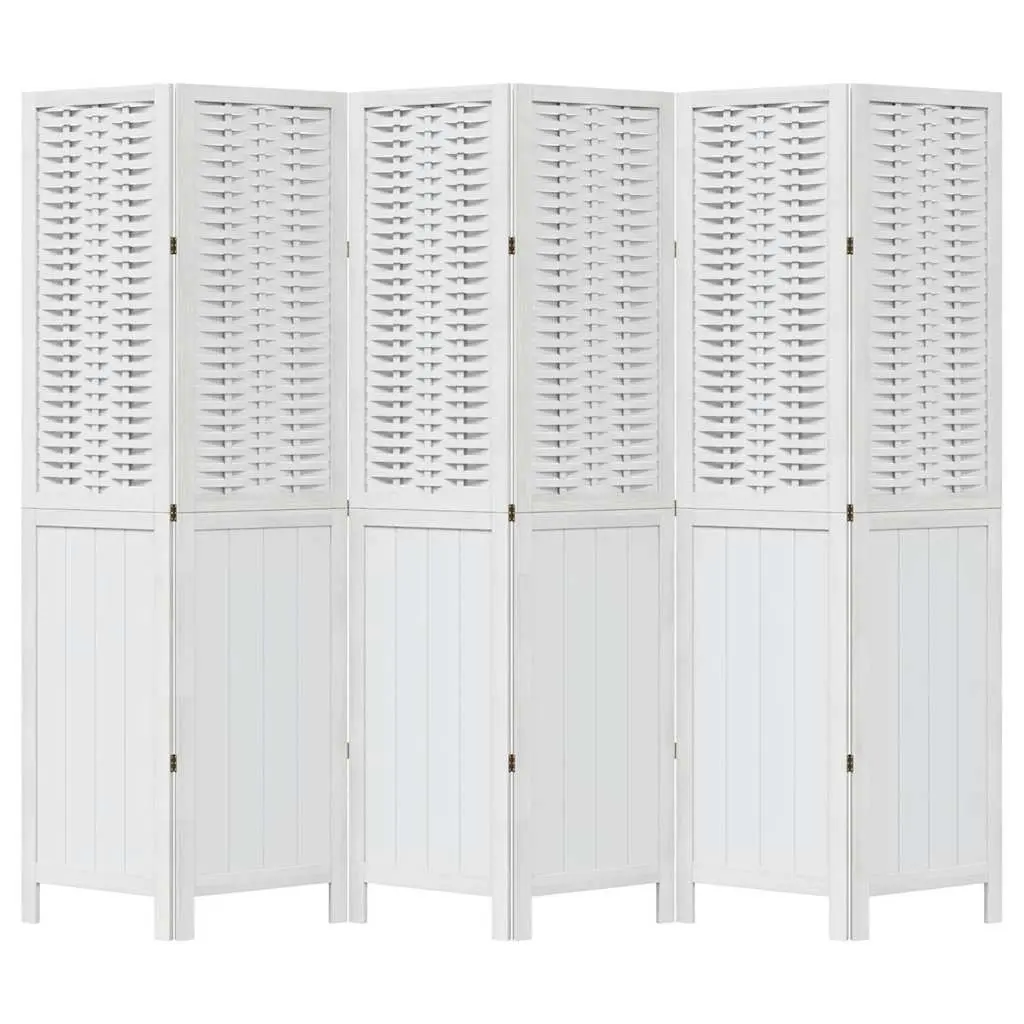 6-Panel White Folding Room Divider for Indoor Use