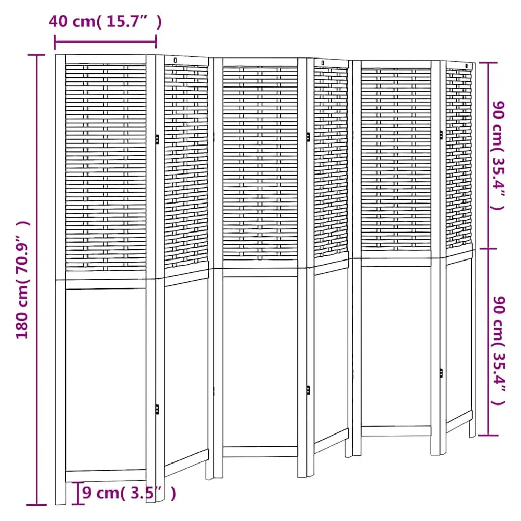 6-Panel White Folding Room Divider for Indoor Use
