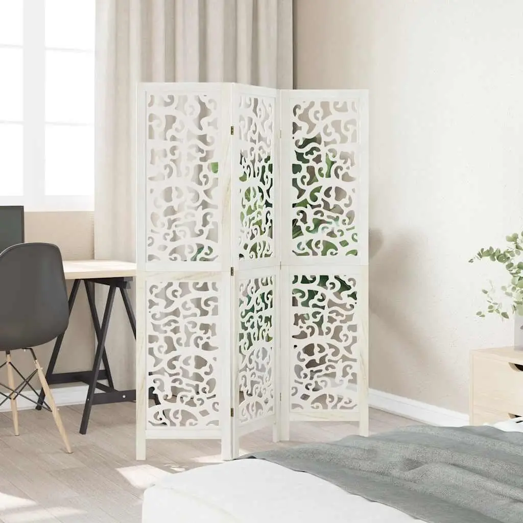 3-Panel White Folding Room Divider for Privacy