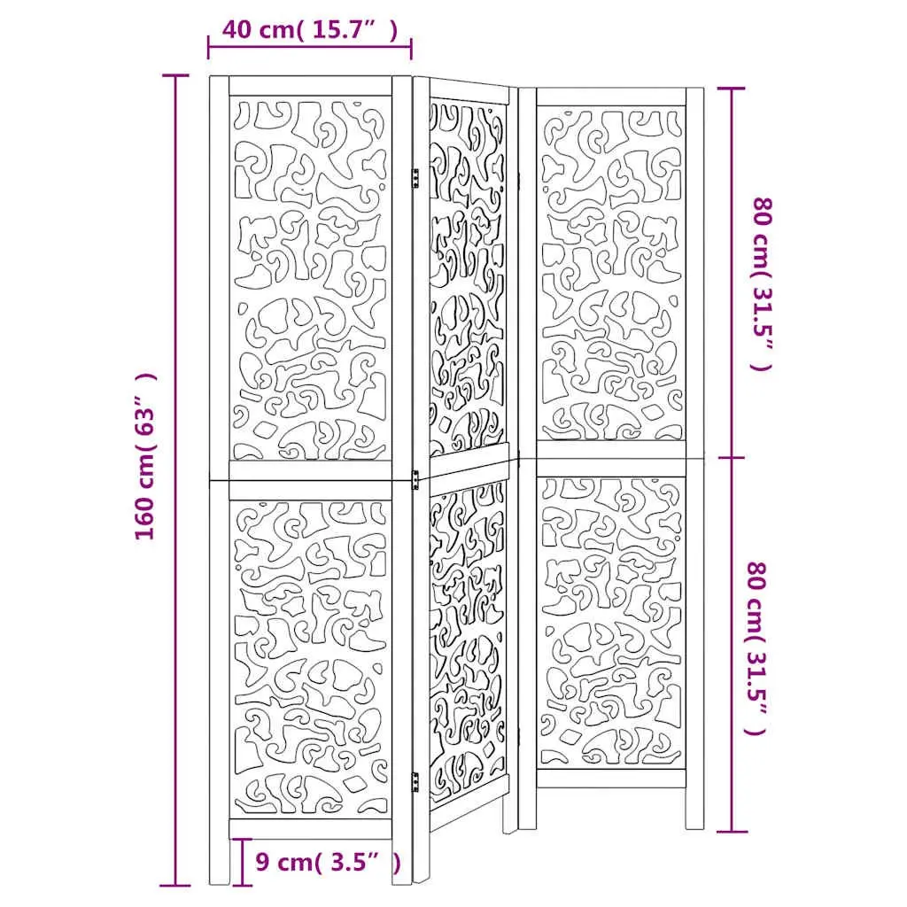 3-Panel White Folding Room Divider for Privacy
