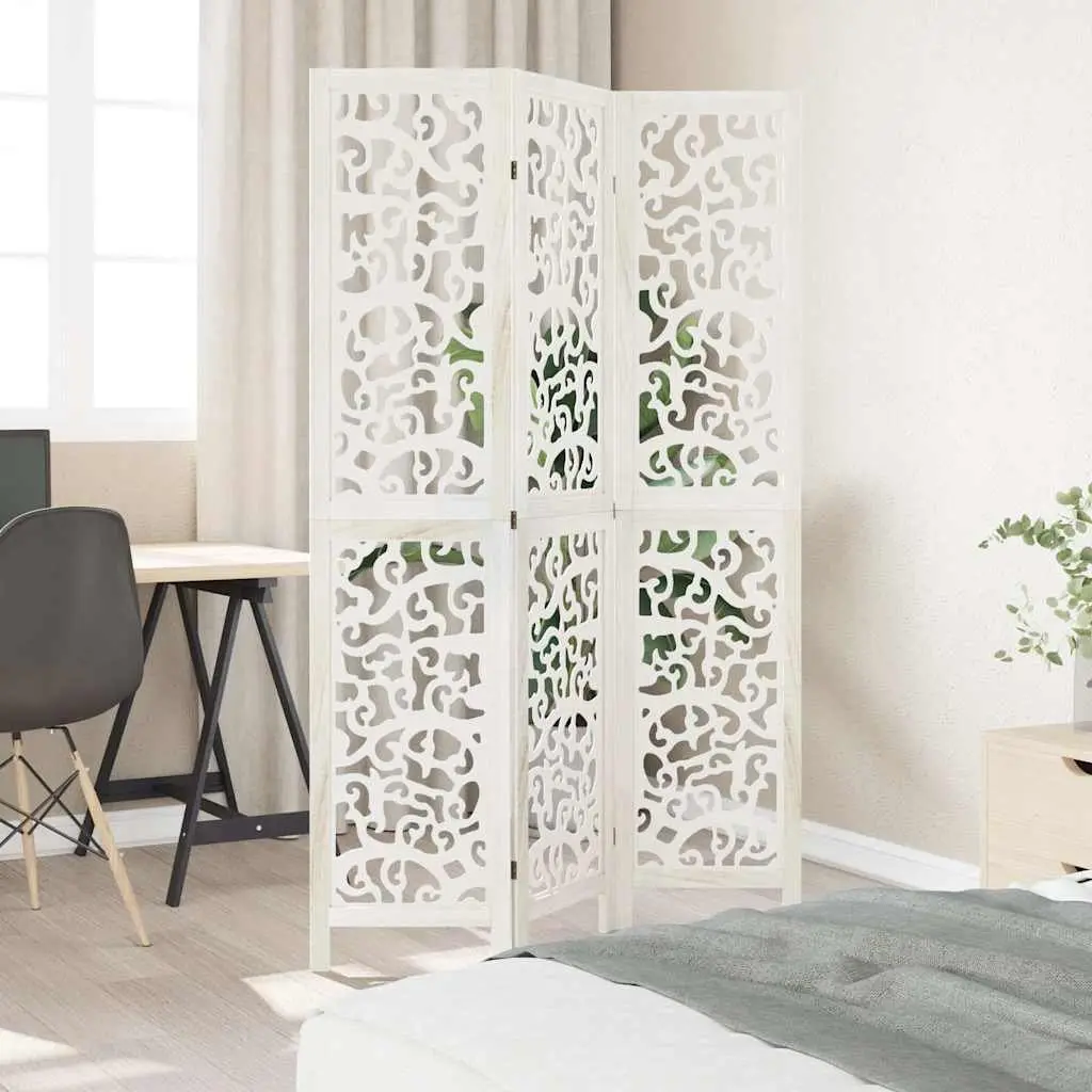 3-Panel White Folding Room Divider for Privacy