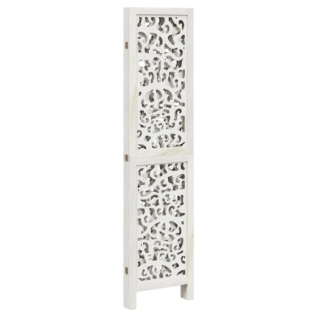 4-Panel White Room Divider with Durable Wood Frame