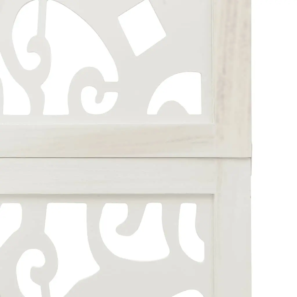 4-Panel White Room Divider with Durable Wood Frame