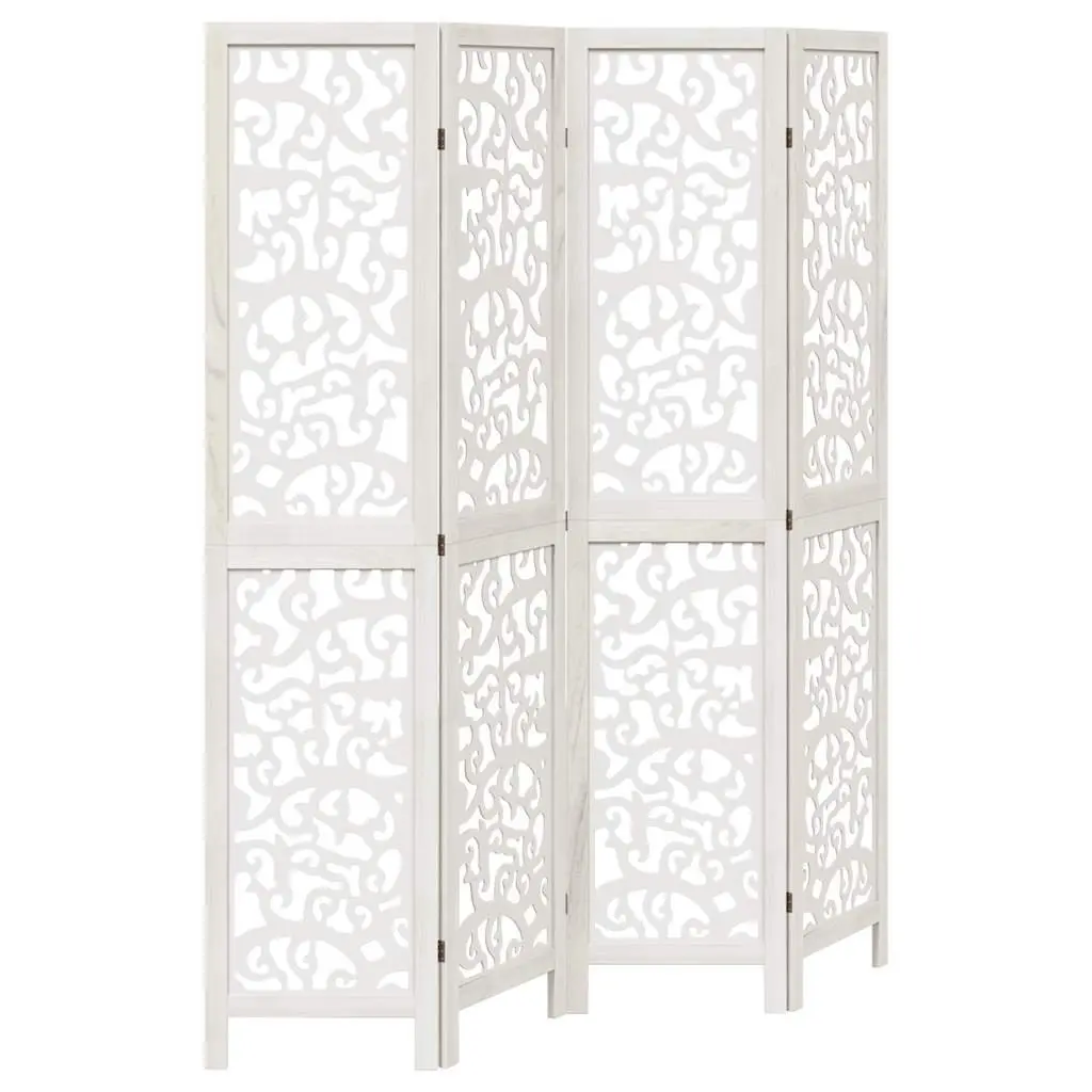 4-Panel White Folding Screen Privacy Divider