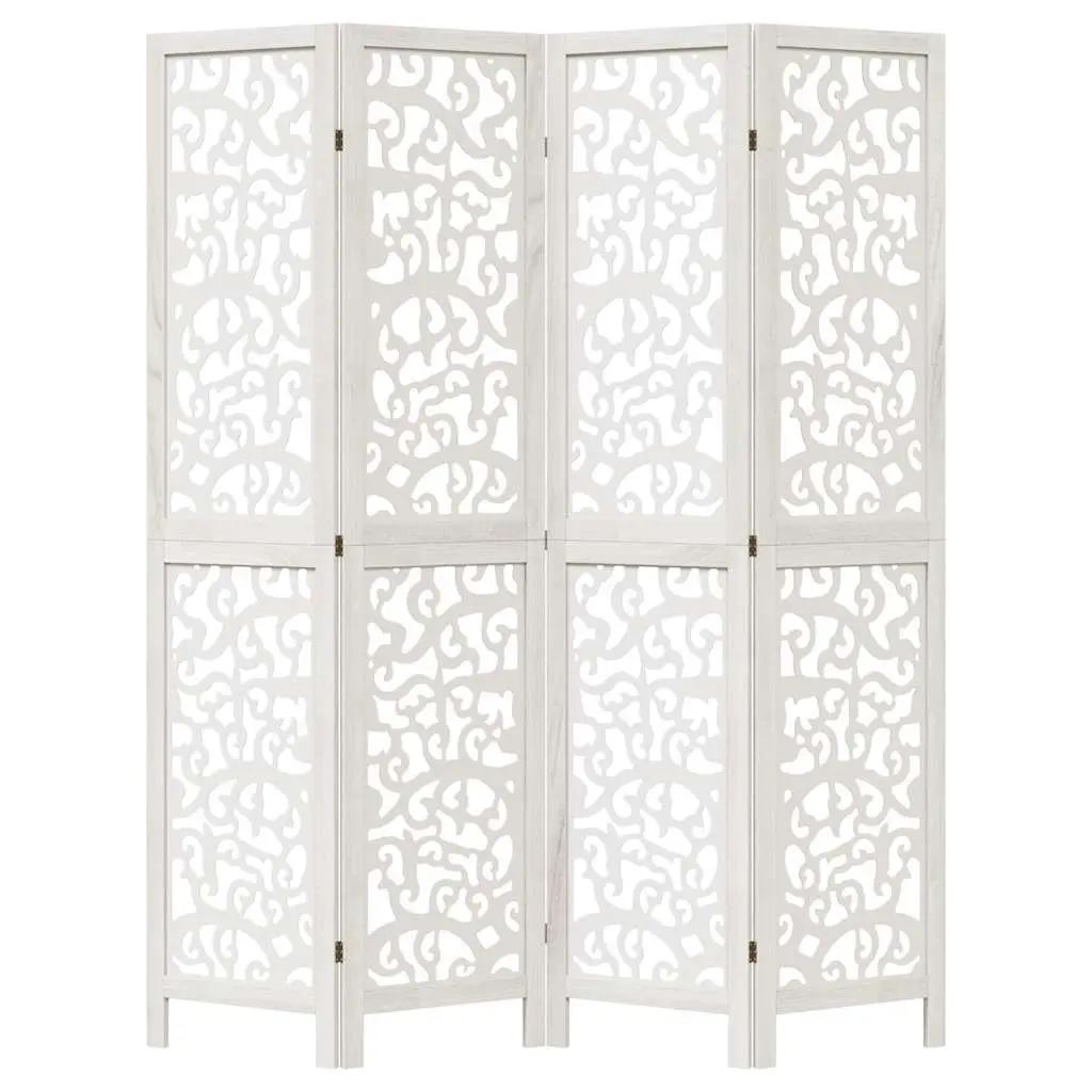 4-Panel White Folding Screen Privacy Divider