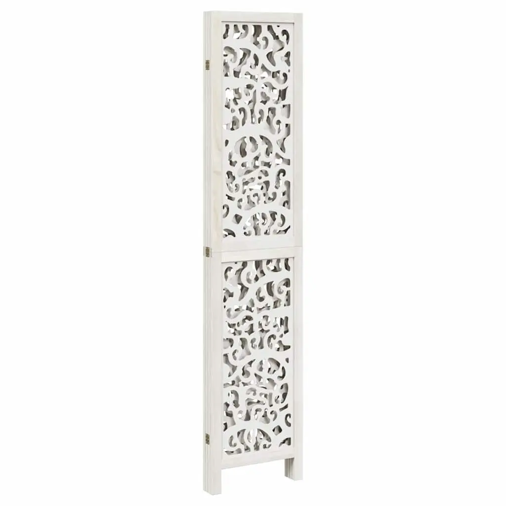4-Panel White Folding Screen Privacy Divider