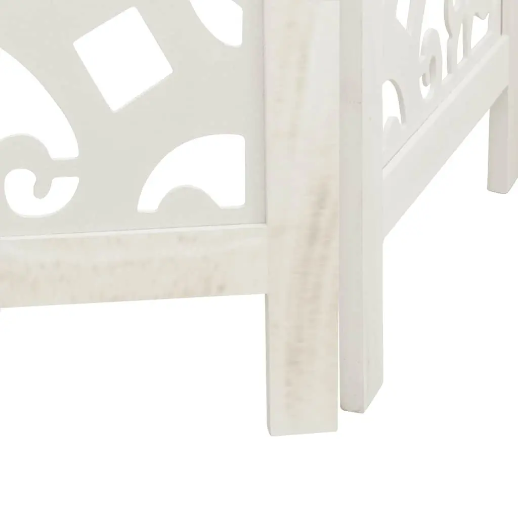 4-Panel White Folding Screen Privacy Divider