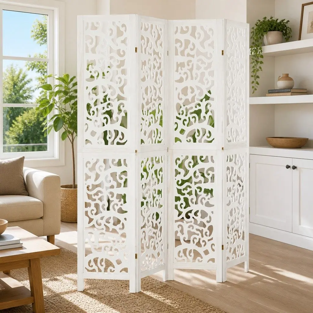 4-Panel Folding Privacy Screen for Indoor Use