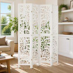 Sturdy 4-Panel Folding Privacy Screen for Indoor Use
