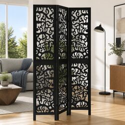 Black 3-Panel Folding Room Divider for Privacy