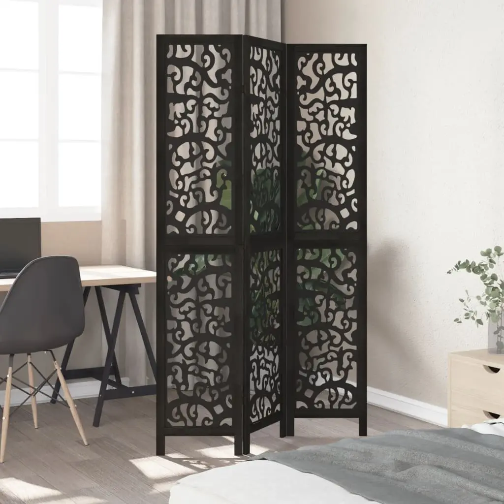 Black 3-Panel Folding Room Divider for Privacy