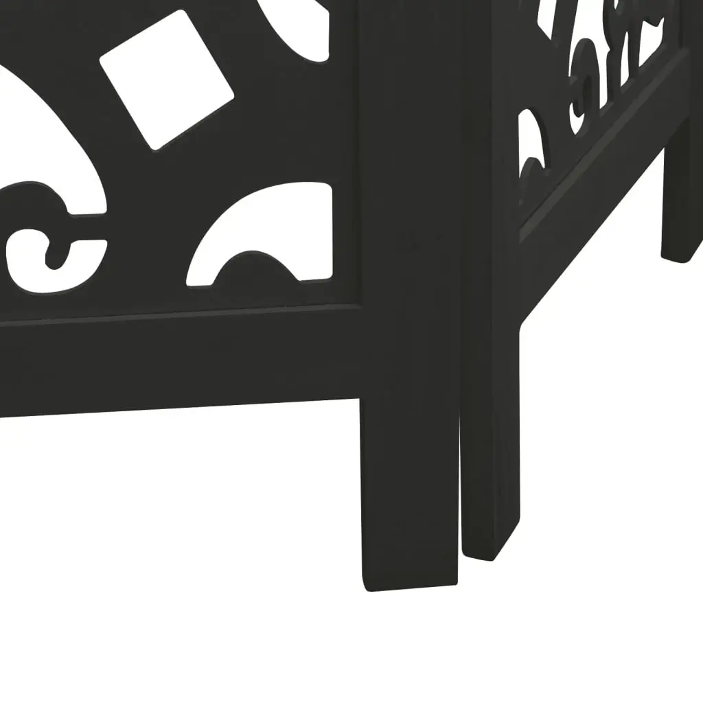 4-Panel Folding Room Divider in Black Solid Wood