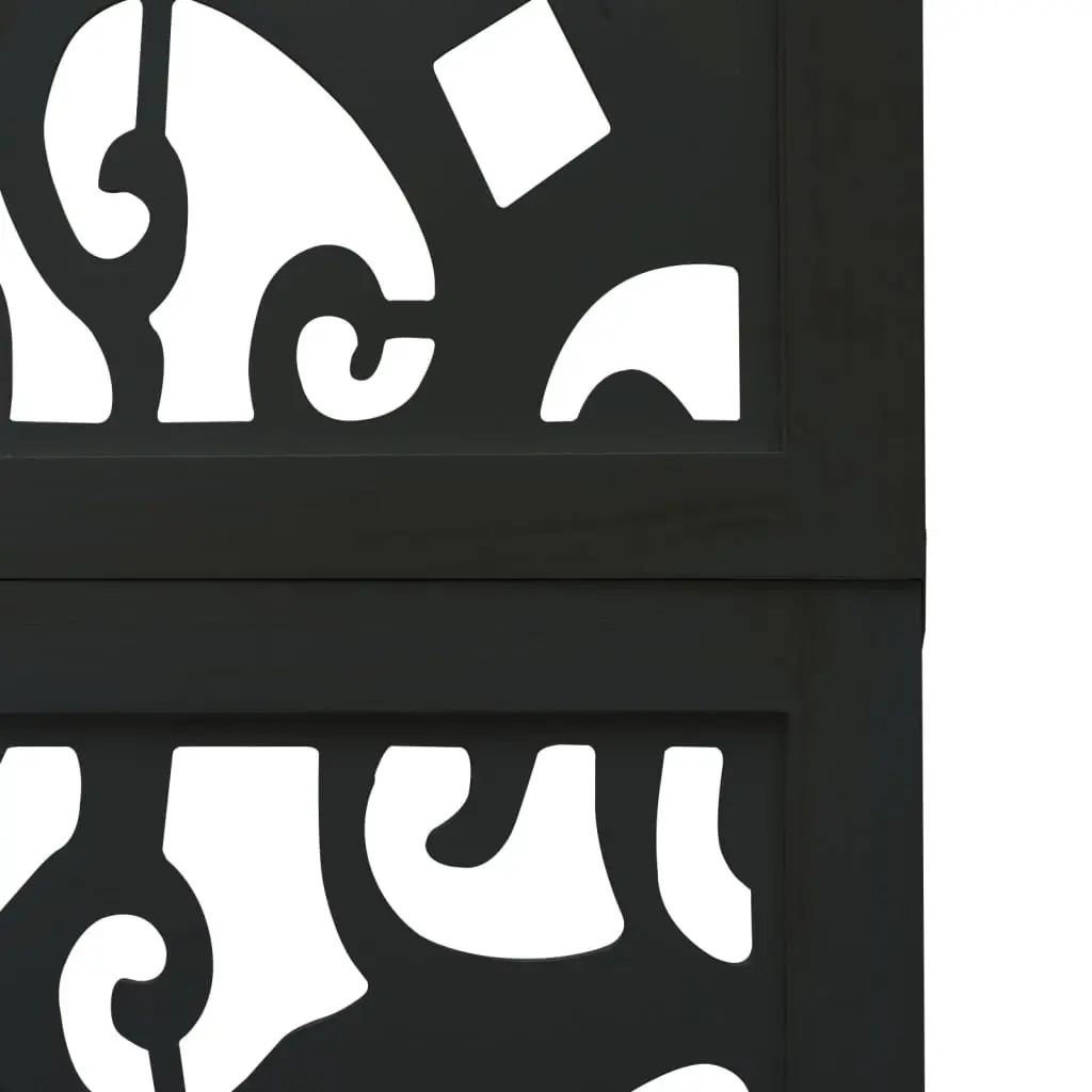 Room Divider Paulownia Wood 5 Panel Folding Privacy Screen Black