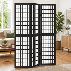 Black Folding Privacy Screen with 3 Panels for Indoor Use