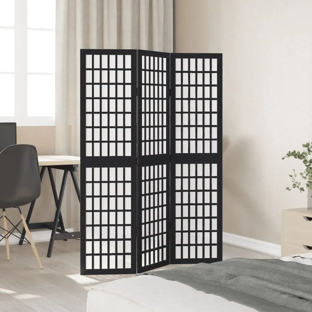 Black Folding Privacy Screen with 3 Panels for Indoor Use