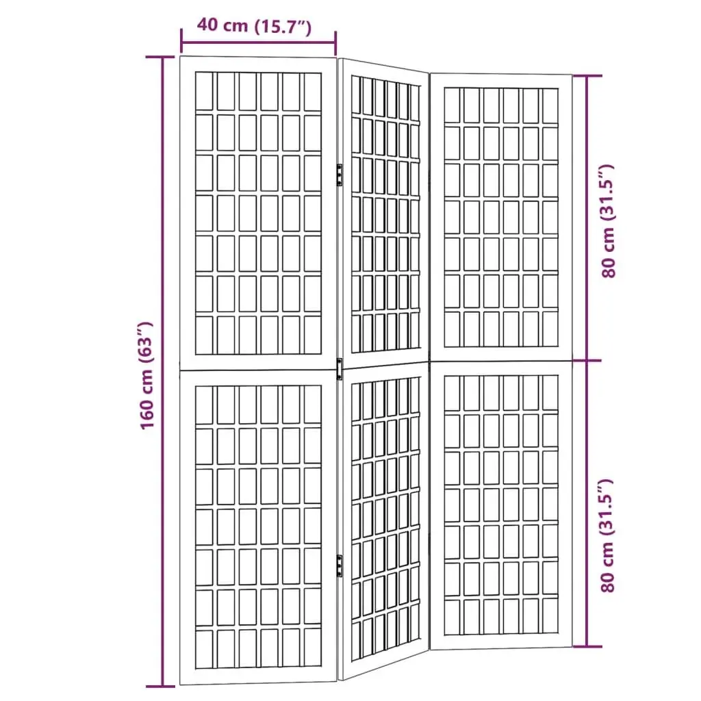 Black Folding Privacy Screen with 3 Panels for Indoor Use