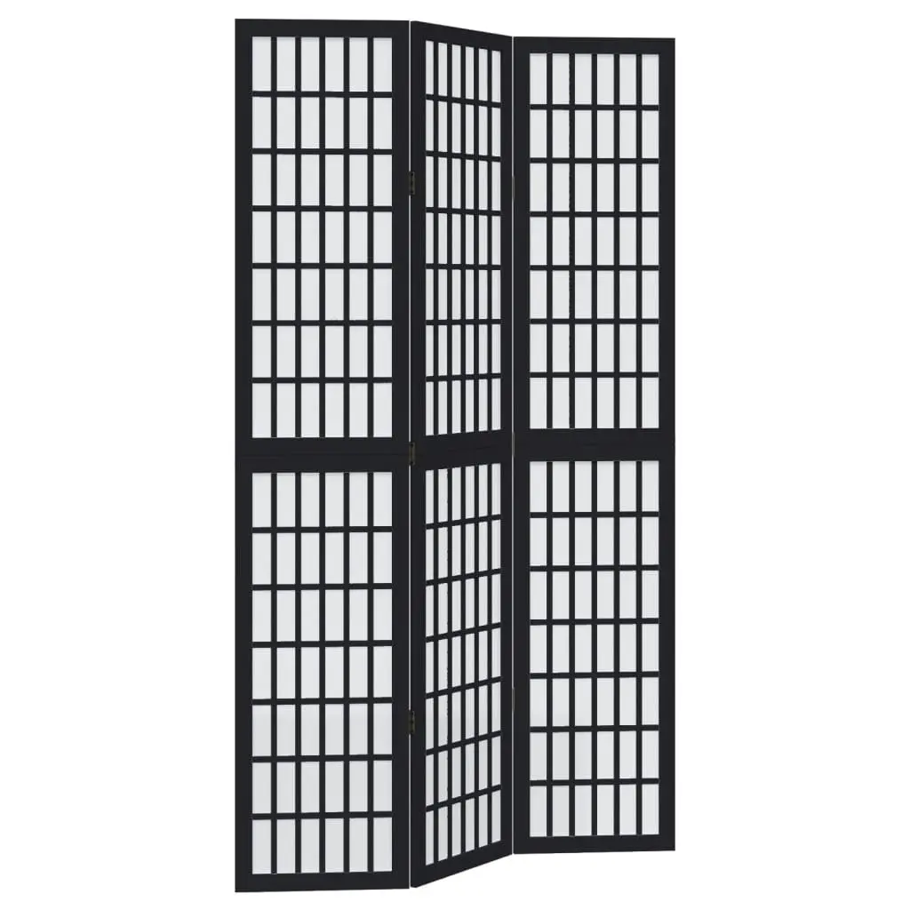 Room Divider Engineered Wood 3 Panels Black Folding Privacy Screen