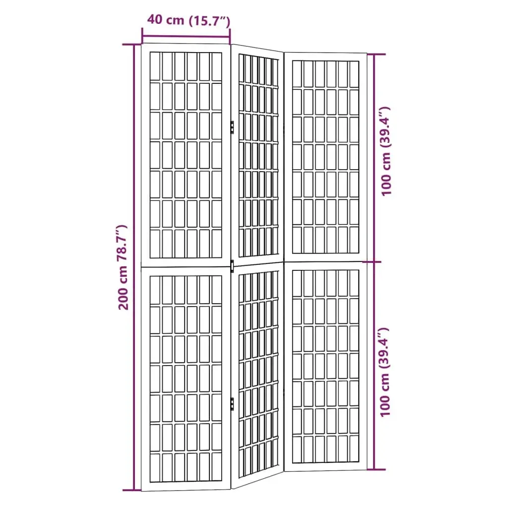 Room Divider Engineered Wood 3 Panels Black Folding Privacy Screen