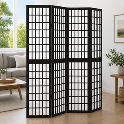 Stylish Black Folding Room Divider with 4 Panels