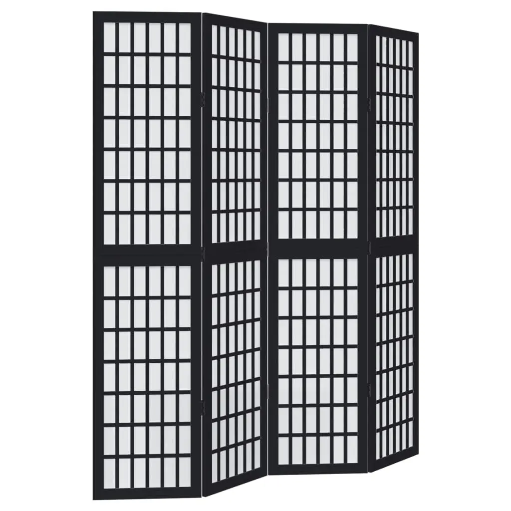 Black Folding Room Divider with 4 Panels