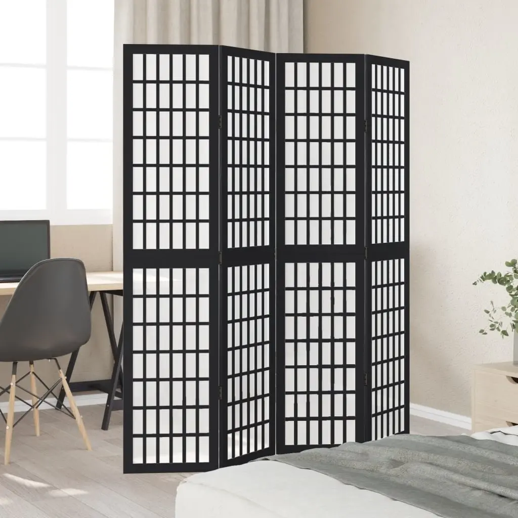 Black Folding Room Divider with 4 Panels