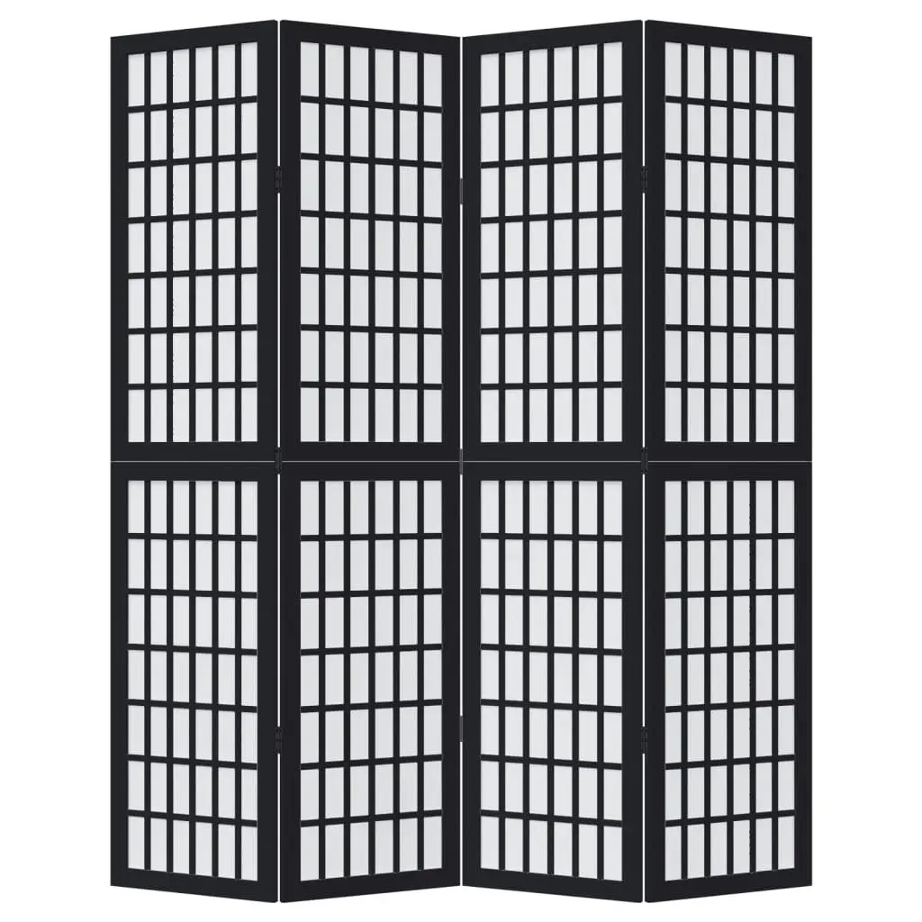 Black Folding Room Divider with 4 Panels