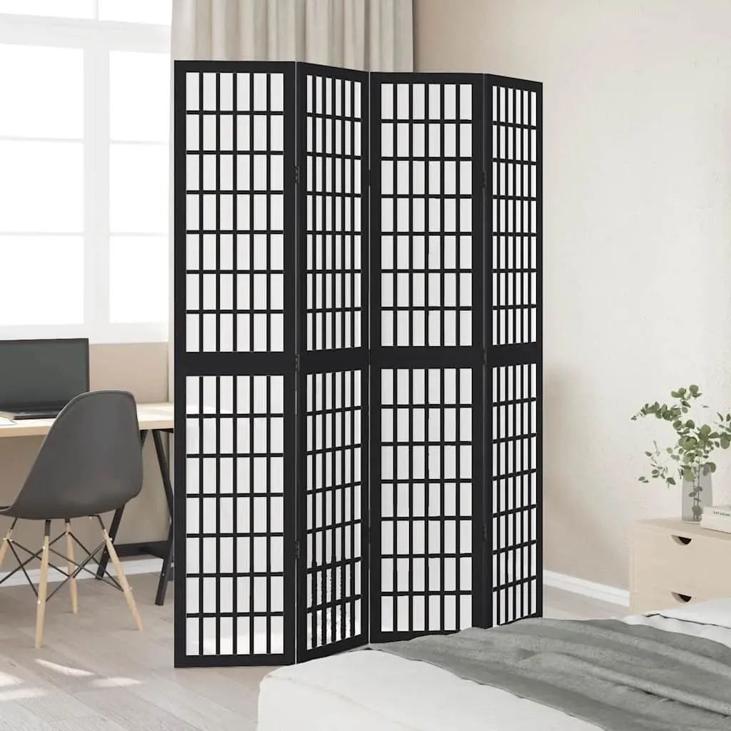 4-Panel Black Folding Room Divider