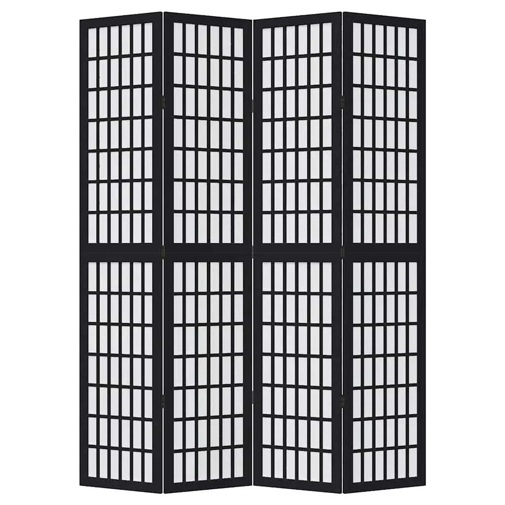 4-Panel Black Folding Room Divider