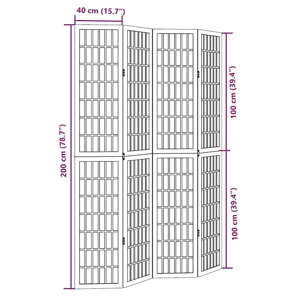 4-Panel Black Folding Room Divider