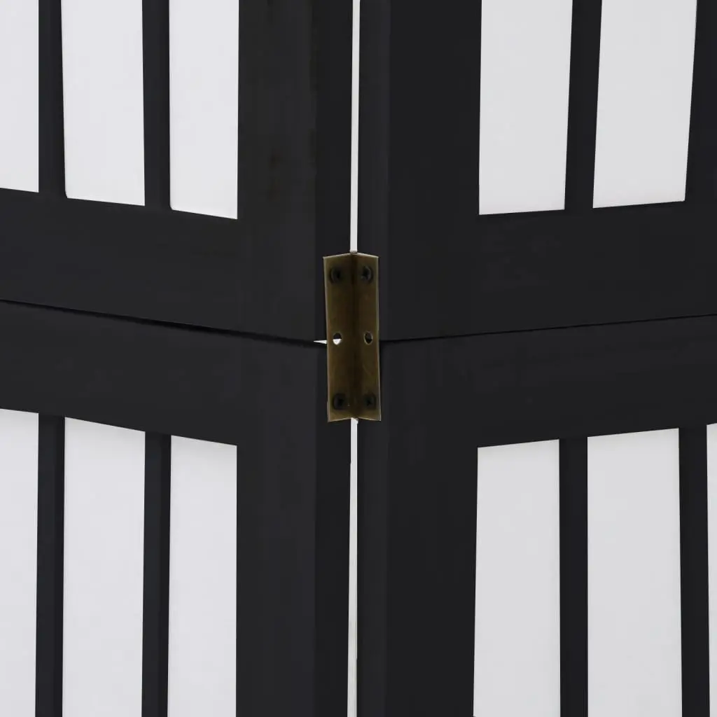 Black 6-Panel Room Divider with Durable Wood Frame